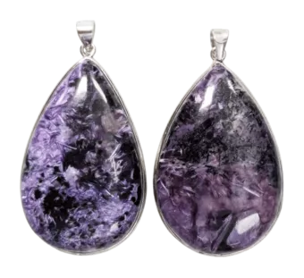 Wisiorek ze srebra 925 Charoite AA 2 sztuki 22,86g