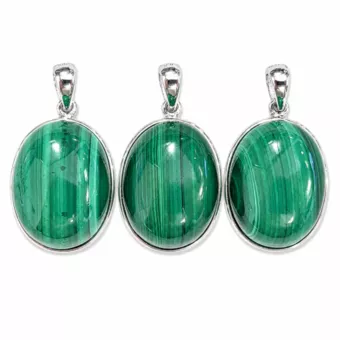 Wisiorek Srebro 925 Malachit AAA 3 sztuki 11,83g