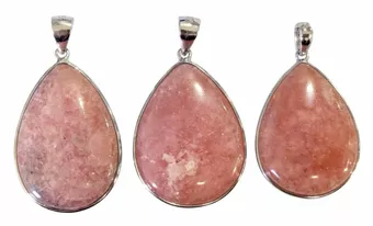 Wisiorek z rodochrozytem ze srebra próby 925, argentyński AA+, 3 sztuki, 14,28 g