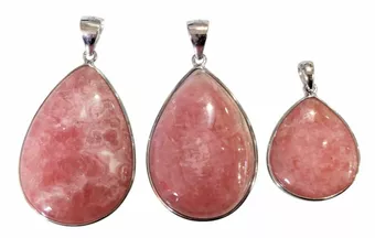 Wisiorek z rodochrozytem ze srebra próby 925, argentyński AA+, 3 sztuki, 14,36 g