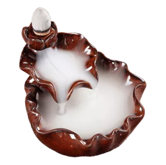 Ceramiczny uchwyt na kadzidełko z przepływem zwrotnym w kształcie wodospadu z kwiatem lotosu 6 cm
