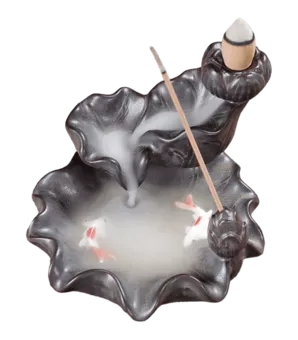 Uchwyt na kadzidełko z przepływem zwrotnym Ceramiczna kaskada Ryba Koi 8cm