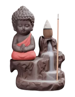 Ceramiczny uchwyt na kadzidełko z przepływem zwrotnym Czerwonego Buddy 12 cm
