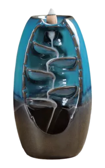 Podstawka pod kadzidełka Backflow Blue-Brązowy Ceramiczny Liść Cascade 20cm
