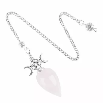 Wahadło wróżbiarskie Pentagram Potrójny Księżyc Kwarc różowy