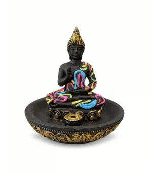 Kadzielniczka Budda Abhaya Wielokolorowa z Żywicy 10 cm