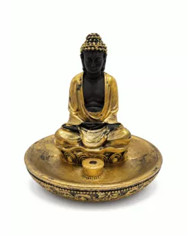 Złoty Kadzielniczka Budda Medytacja z Żywicy 11 cm