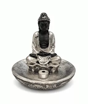 Złoty Kadzielniczka Budda Medytacja z Żywicy 11 cm