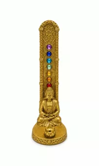 Kadzielniczka Budda Medytacja 7 Czakr Złota Żywica 17 cm