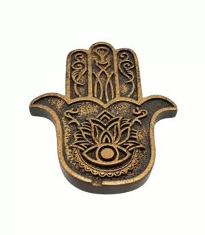 Miedziany Kadzielniczka w Kształcie Ręki Fatimy Hamsa z Żywicy 11 cm