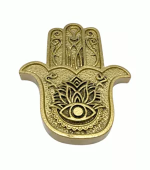 Złoty Kadzielniczka Dłoń Fatimy Hamsa z Żywicy 11 cm
