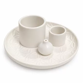 Czarny ceramiczny stojak na kadzidełka Kwiaty Życia do Palo Santo i białej szałwii 13 cm