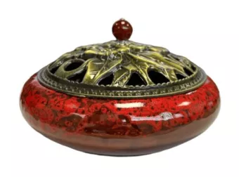 Czerwony ceramiczny uchwyt na kadzidełko 14cm