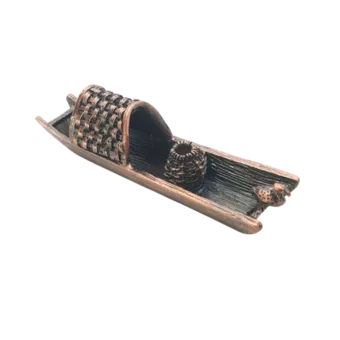 Miedziany metalowy uchwyt na kadzidełko w kształcie łódki 9.5 cm