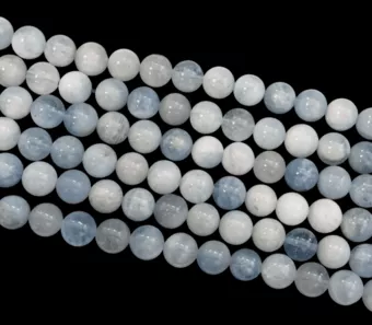 Koraliki z akwamarynu 10mm na drucie 40cm