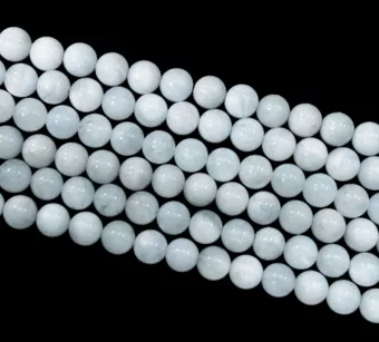 Sznur Okrągłych Koralików z Akwamarynu A 8-9mm