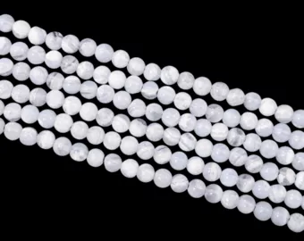 Sznur Okrągłych Koralików z Niebieskiego Chalcedonu Pasiastego AA 4-5mm
