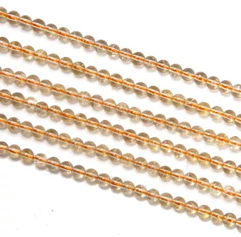 Sznur Okrągłych Koralików z Naturalnego Cytrynu A 4mm
