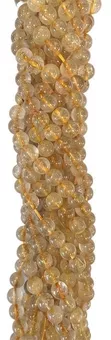 Sznur Okrągłych Koralików z Kryształu Górskiego z Rutylem A+ 5-6mm