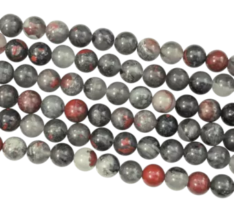Sznur Okrągłych Koralików z Jaspisu Heliotropu Bloodstone A 10mm