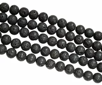Sznur Okrągłych Koralików Kamień Lawy A 10 mm