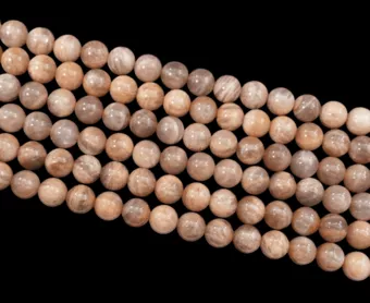 Koraliki z czarnego kamienia księżycowego AA o średnicy 8 mm na sznurku o długości 40 cm