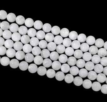 Sznur Okrągłych Koralików z Białego Kamienia Księżycowego Perysterytu AA 10 mm