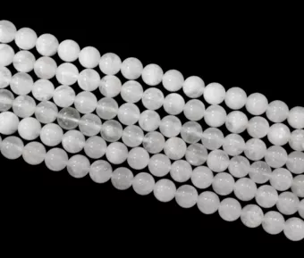 Sznur Okrągłych Koralików z Białego Kamienia Księżycowego Perysterytu A 8 mm