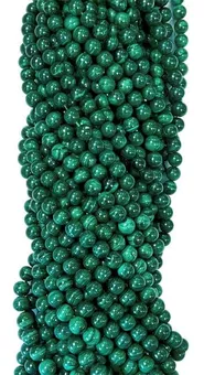Sznur Okrągłych Koralików z Ciemnego Malachitu AA 5.5-6.5mm
