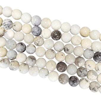 Opal Dendrite Koraliki o średnicy 8 mm na sznurze 40 cm