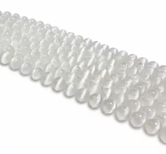 Okrągłe Koraliki z Selenitu Kocie Oko na Sznurze AA 6 mm
