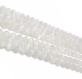 Okrągłe Koraliki z Selenitu Kocie Oko na Sznurze A 8 mm
