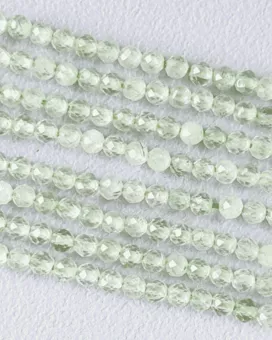 Fasetowane koraliki Prehnite AA 3mm na drucie 40cm