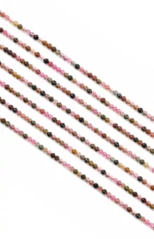 Sznur Fasetowanych Koralików z Wielokolorowego Turmalinu AA 3mm