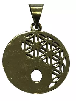 Mosiężna zawieszka kwiat życia ying yang 2.5cm
