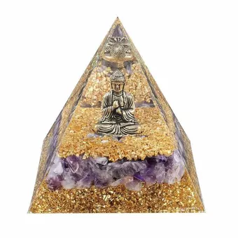 Piramida orgonitowa Budda + ametyst 8cm