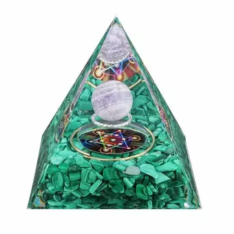 Piramida orgonitowa Ametyst i malachit Metatron 8cm