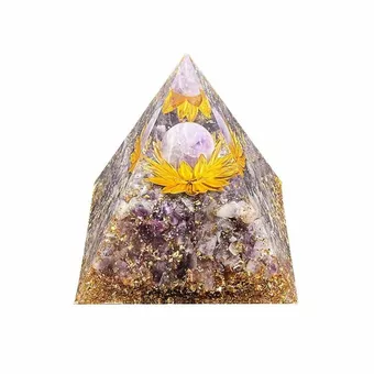 Piramida z orgonitu z ametystem Lotos 8cm