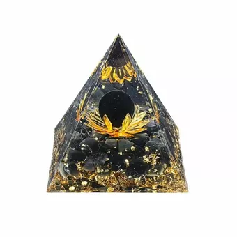 Piramida OrgonituCzarny Obsydian Lotos 8cm
