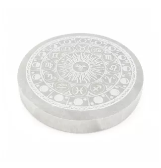 Okrągła Płytka z Selenitu Koło Zodiaku 12cm 350g