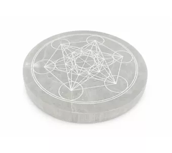 Okrągła Płytka z Selenitu Metatron 14cm 550g