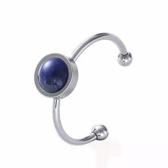 Pierścionek z lapis lazuli – srebrna stal nierdzewna