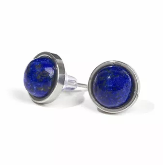 Okrągłe Kolczyki Sztyfty z Lapis Lazuli A 10 mm