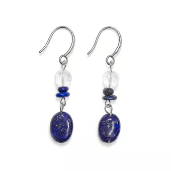 Kolczyki – Kryształ Górski i Lapis-Lazuli