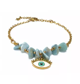 Bransoletka ochronna Larimar AA – Złe oko