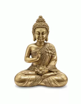 Złota Figurka Buddy Abhaya z Żywicy 14 cm