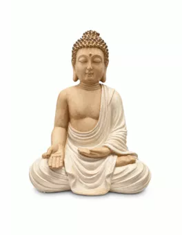 Figurka Buddy Varada, beżowa, z żywicy, 29 cm