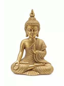 Złota Statua Buddy Mudra Nauczania z Żywicy 15 cm