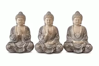Zestaw 3 Statuetek Buddy Medytacja i Modlitwa z Żywicy 10 cm