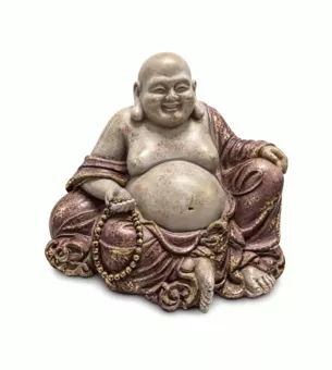 Fioletowo-złota Statuetka Śmiejącego się Buddy z Żywicy 16 cm